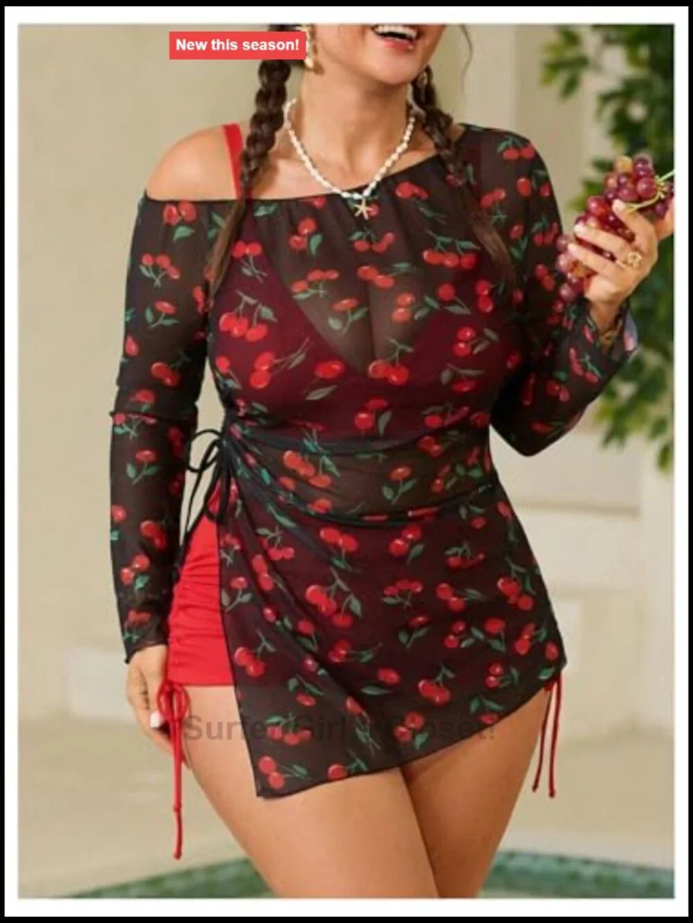 Plus Size 3 Piece Bikini Set with Cover Up High Waisted Boyshorts